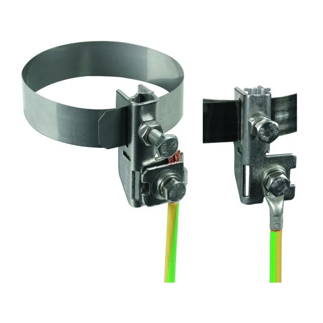 Obejma do rury 27-89 mm, stal nierdzewna NIRO, z podłączeniem drutu 6-8/10 mm lub 4-50 mm2