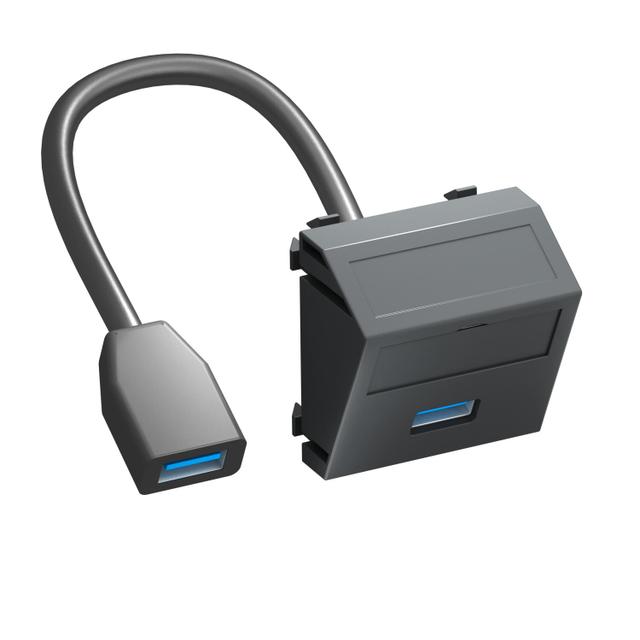 MTS-U3A F SWGR1, Wspornik multimedia USB 3.0 A-A, z kbl., gn.-gn.