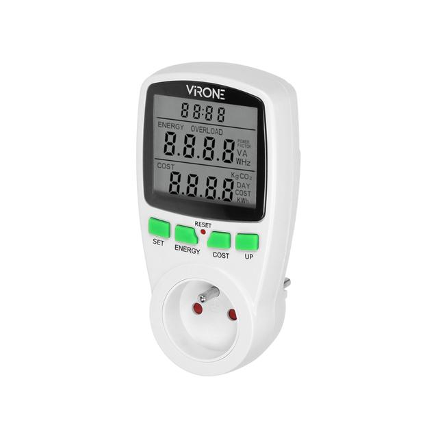 Jednotaryfowy watomierz kalkulator energii z wyświetlaczem LCD jedna taryfa wbudowany akumulator EM-