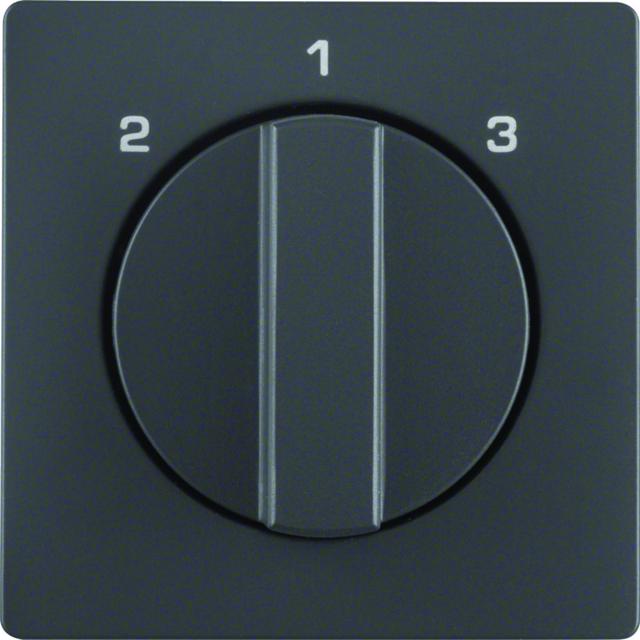 Q.x Płytka czołowa z pokrętłem do łącznika 3-poz. bez pozycji  0  antr. aksamit