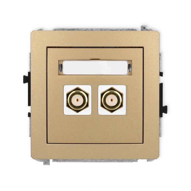 DECO Mechanizm gniazda antenowego podwójnego typu F (SAT) pozłacany złoty metalik