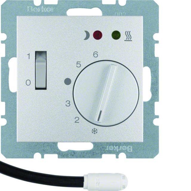 BERKER B.X Regulator temperatury podłogi z stykiem zwiernym elementem centralnym LED aluminium 20341