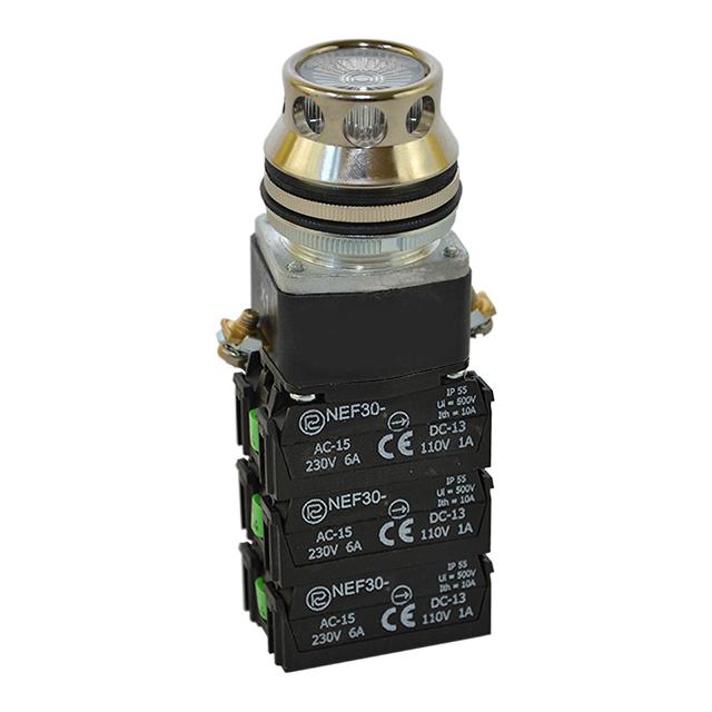 Przycisk NEF30-KL3X3Y/24V bezbarwny
