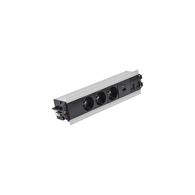 SIMON 480 TS48-510E30BK0-40 Indesk 3 gn. typ E + ładow. USB A+C i płytka dla 2 złączy RJ45 keystone;