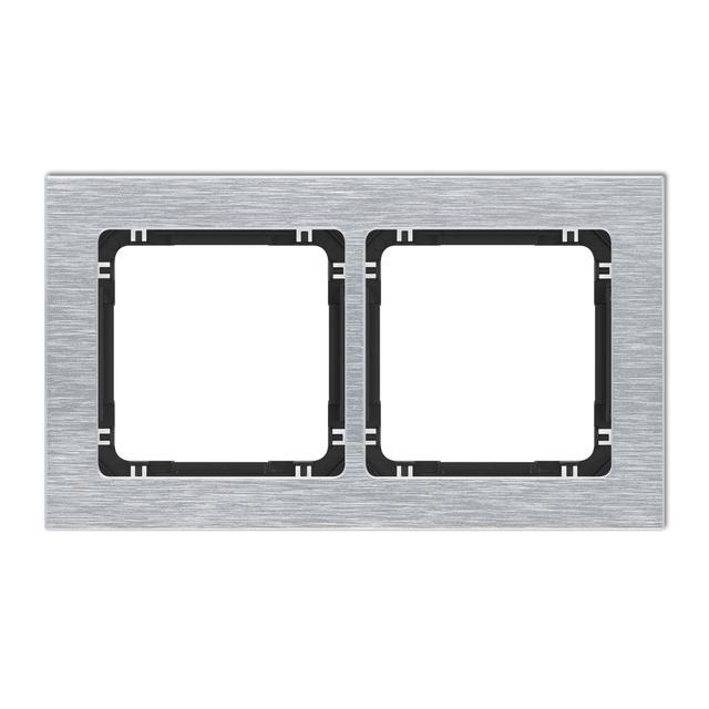 DECO Ramka uniwersalna podwójna - aluminium szczotkowane (ramka: srebrna; spód: czarny) srebrny