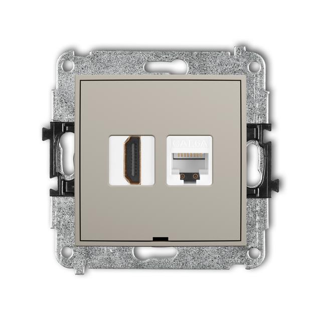 Karlik ICON Gniazdo HDMI + gniazdo komputerowe RJ45 kat. 6A taupe 60IGHKBO-86A KARLIK
