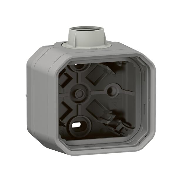 NOWE PLEXO - PUSZKA NATYNKOWA POJEDYNCZA Z PRZEPUSTEM KABLOWYM PG16 SZARA