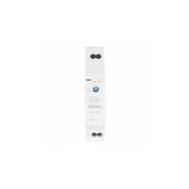 ZASILACZ IMPULSOWY MONTOWANY NA SZYNIE TH-35 (DIN) , 15W, 24V DC TYP: ZTM-15/24