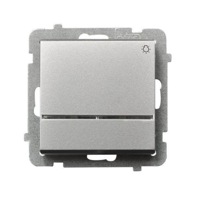 SONATA Łącznik zwierny  światło  z podświetleniem niebieskim - kolor srebro mat