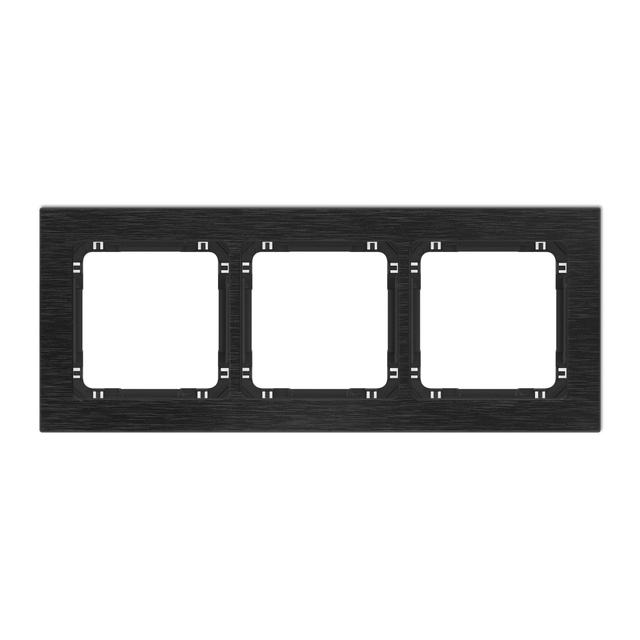 DECO Ramka uniwersalna potrójna - aluminium szczotkowane (ramka: czarna; spód: czarny) czarny