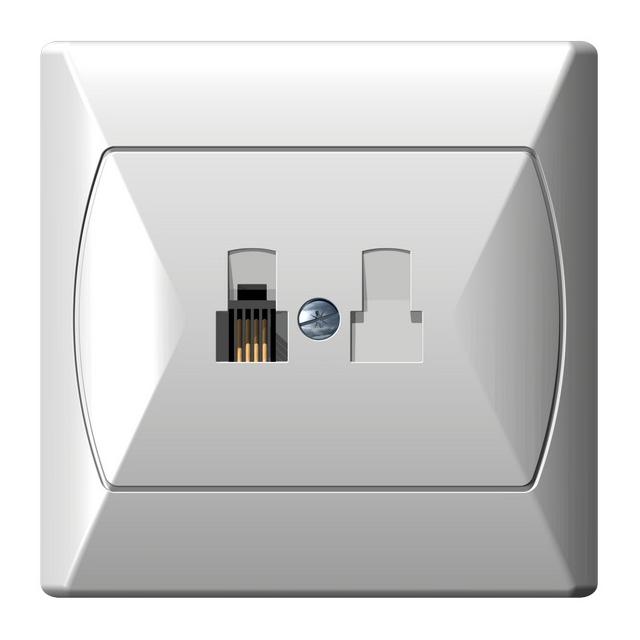 AKCENT Gniazdo telefoniczne pojedyncze - kolor biały