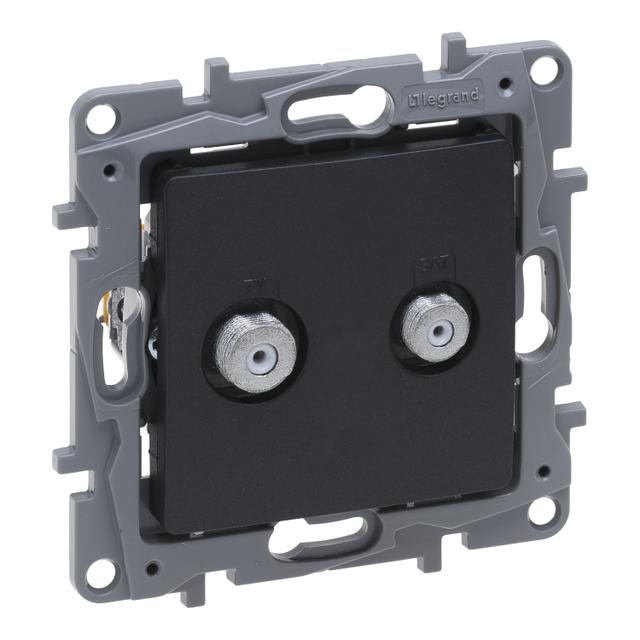 NILOE SELECTION - GNIAZDO TV -  F-F  KOŃCOWE DO INSTALACJI TYPU GWIAZDA 1 DB ANTRACYT, Legrand