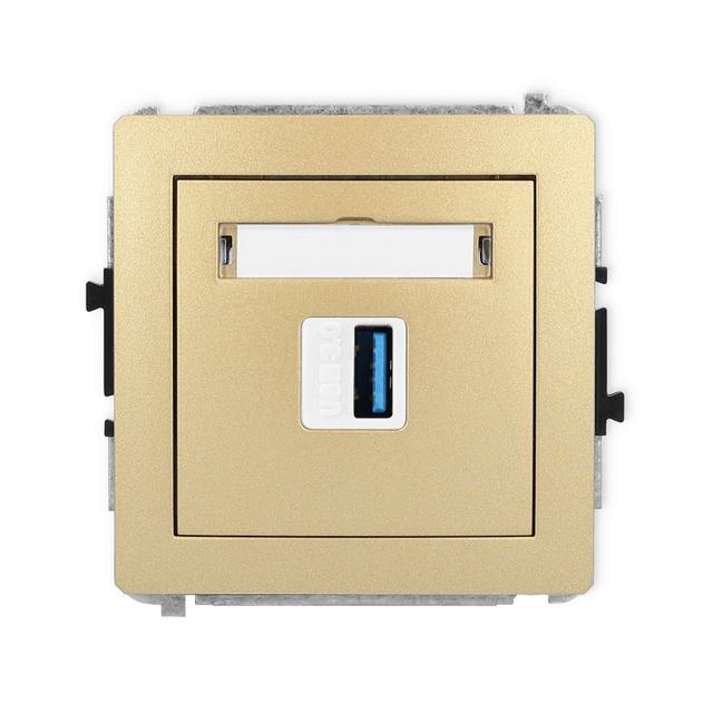 DECO Mechanizm gniazda pojedynczego USB A-A 3.0 złoty