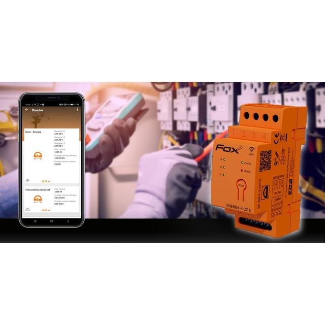 Monitor energii elektrycznej z wbudowaną anteną wewnętrzną WI-FI 3F+N WI-MEF3-OPTI-200 WI-MEF-3-OPTI-200 F&F
