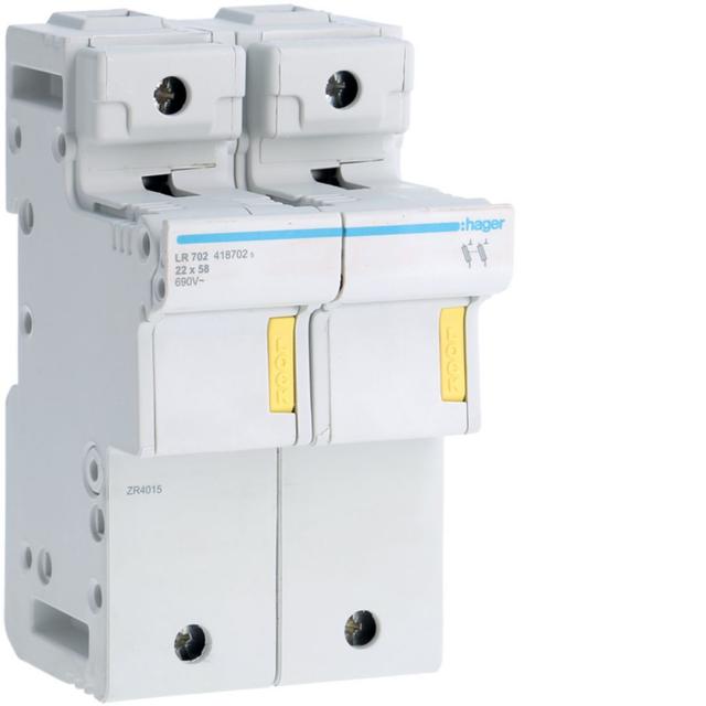 Rozłącznik bezpiecznikowy cylindryczny 2P 22x58mm LR702 HAGER