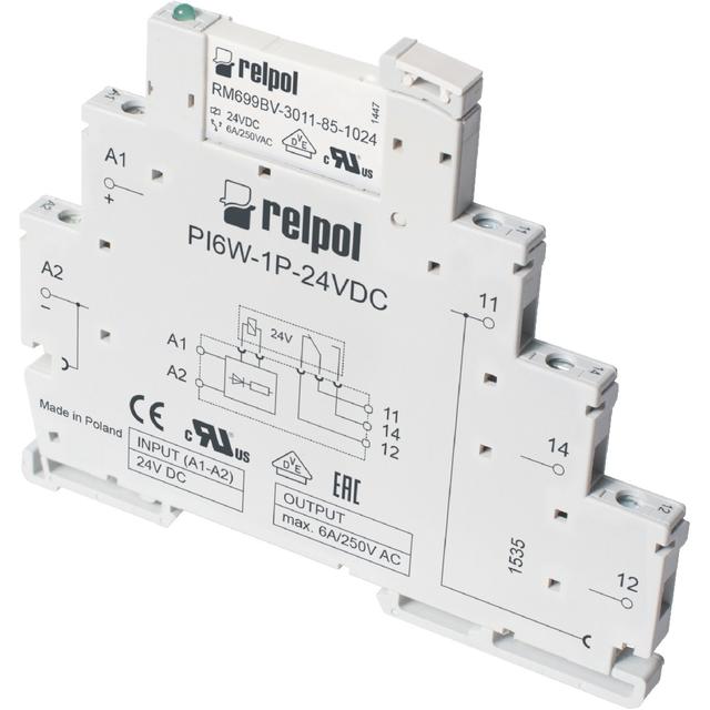 Przekaźnik interfejsowy 1P 6A 24V DC PIR6W‑1P‑24VDC (SZARE) 856063 RELPOL