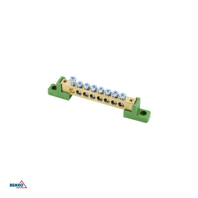 LISTWA ZACISKOWA NA IZOLATORACH PŁASKICH 8x12 8-TOROWA ZIELONA