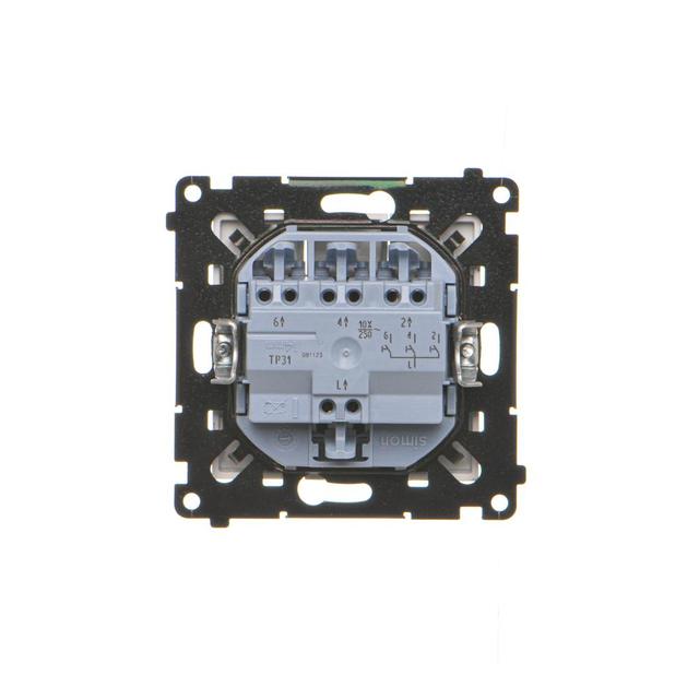 Simon 55 Przycisk zwierny potrójny szybkozłączka Aluminium mat TP31.01/143 KONTAKT