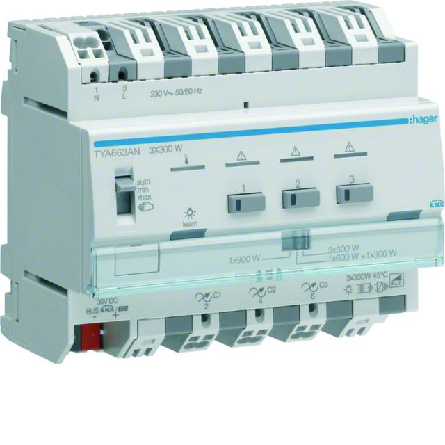 Ściemniacz uniwersalny 3-kanałowy 300W 6 mod KNX TYA663AN HAGER