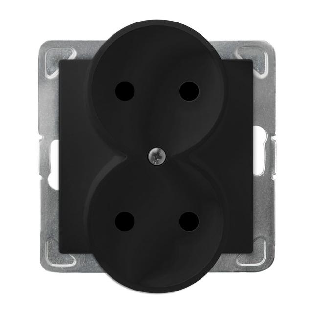 IMPRESJA Gniazdo podwójne moduł bez ramki - kolor czarny metalik