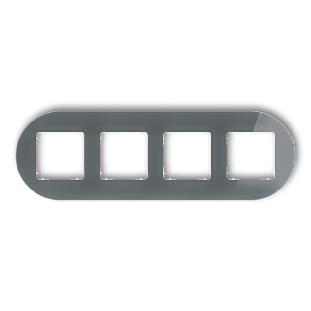 ICON Ramka uniwersalna poczwórna okrągła - efekt szkła (ramka: grafitowa; spód: biały) grafitowy