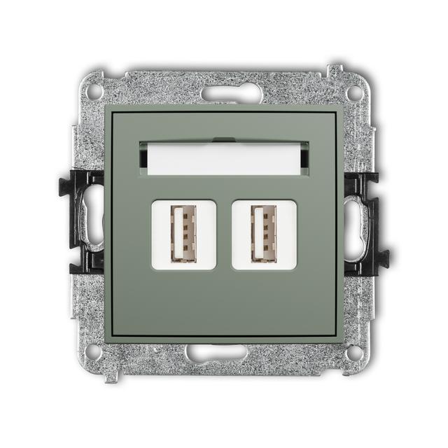 MINI Gniazdo podwójne 2xUSB A-A 2.0 szałwiowy 61MGUSB-2 KARLIK