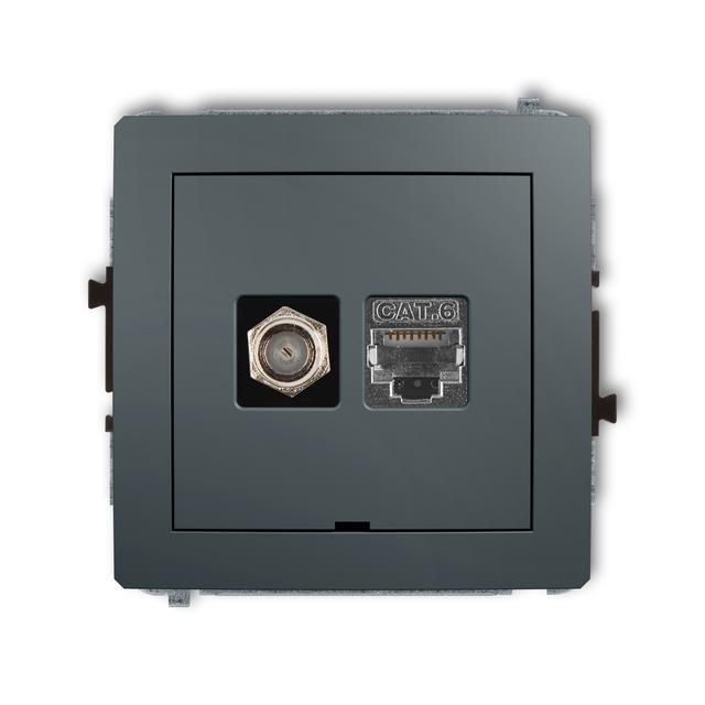 DECO Mechanizm gniazda antenowego poj. typu F (SAT) + gniazda komp. poj. 1xRJ45, kat. 6 ekranowany,