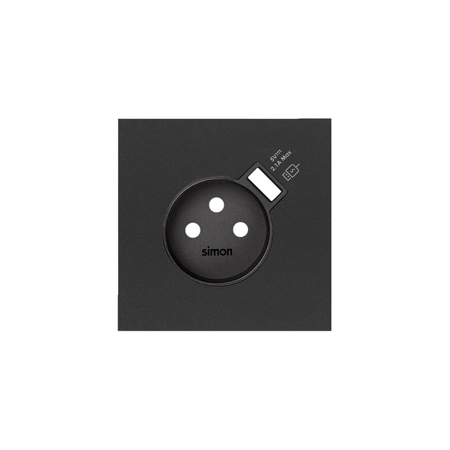 Simon 100 Pokrywa do gniazda z zintegrowaną ładowarką 1xUSB czarny mat