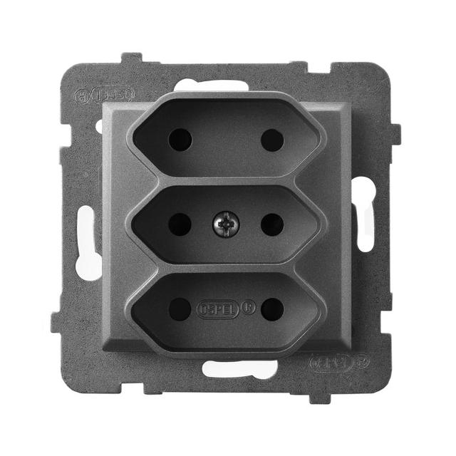 ARIA Gniazdo potrójne EURO - kolor szary mat