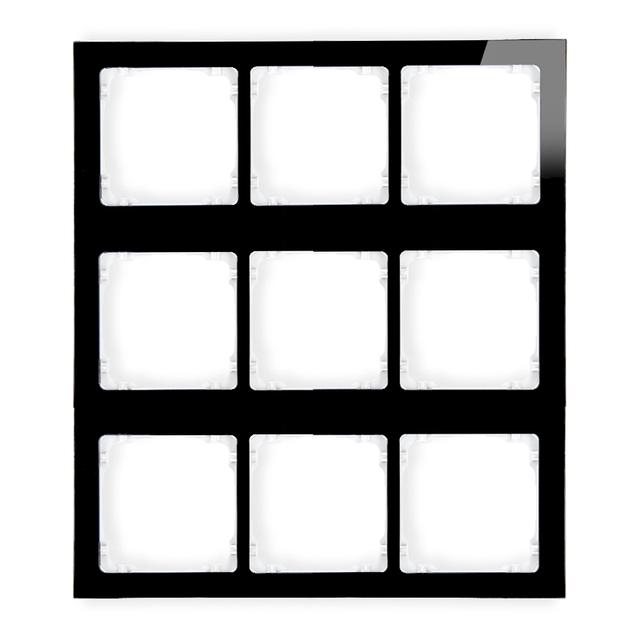 DECO Ramka modułowa 9 krotna (3 poziom, 3 pion) - efekt szkła (ramka czarna; spód biała)