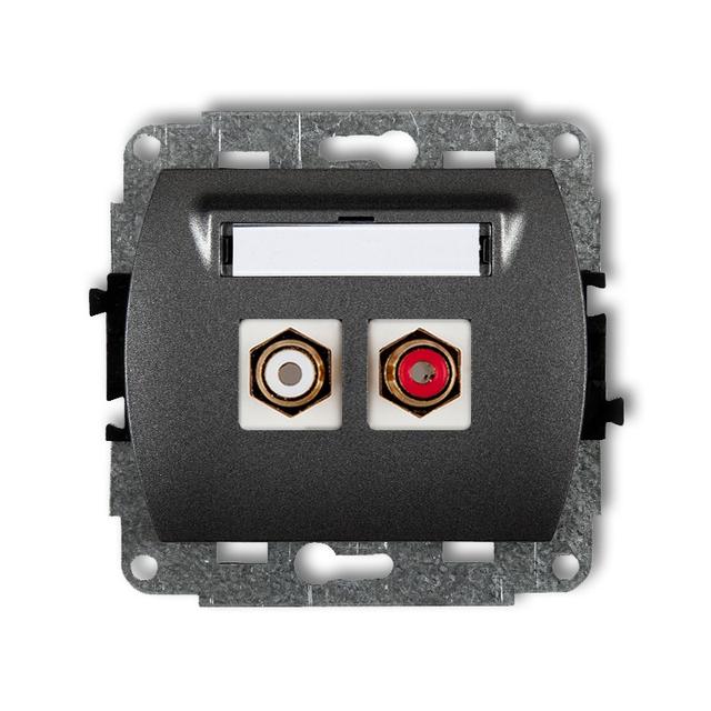TREND Mechanizm gniazda podwójnego RCA (typu cinch - biały i czerwony, pozłacany) grafitowy