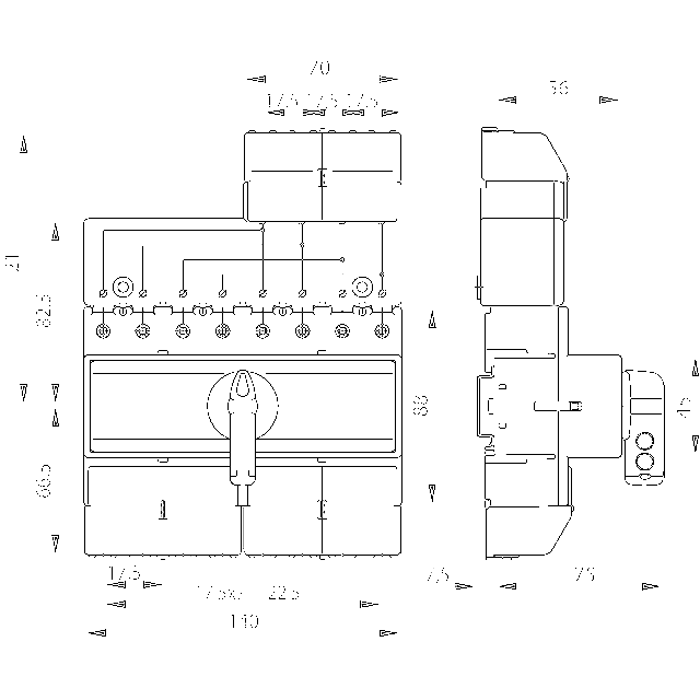 PRZEŁĄ.ŻRÓDŁA.ZASI.4 BIEGUNOWY 63A Z POKRĘTŁEM NA ROZŁĄCZNIKU
