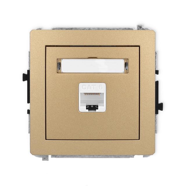 DECO Mechanizm gniazda komputerowego pojedynczego 1xRJ45, kat. 6, 8-stykowy złoty metalik