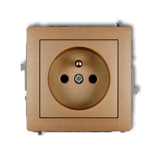 DECO Mechanizm gniazda pojedynczego z uziemieniem 2P+Z (przesłony torów prądowych) złoty metalik