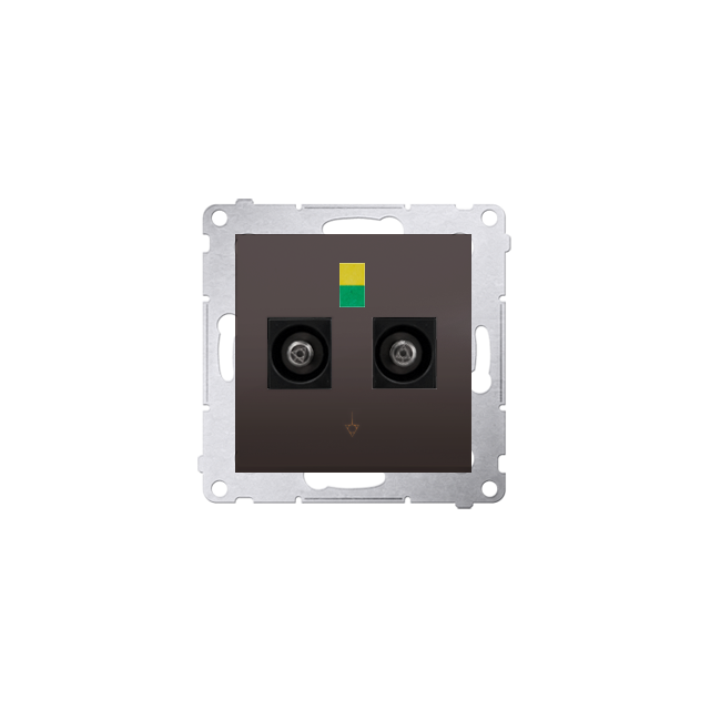 Simon 54 Gniazdo ekwipotencjalne podwójne brąz mat