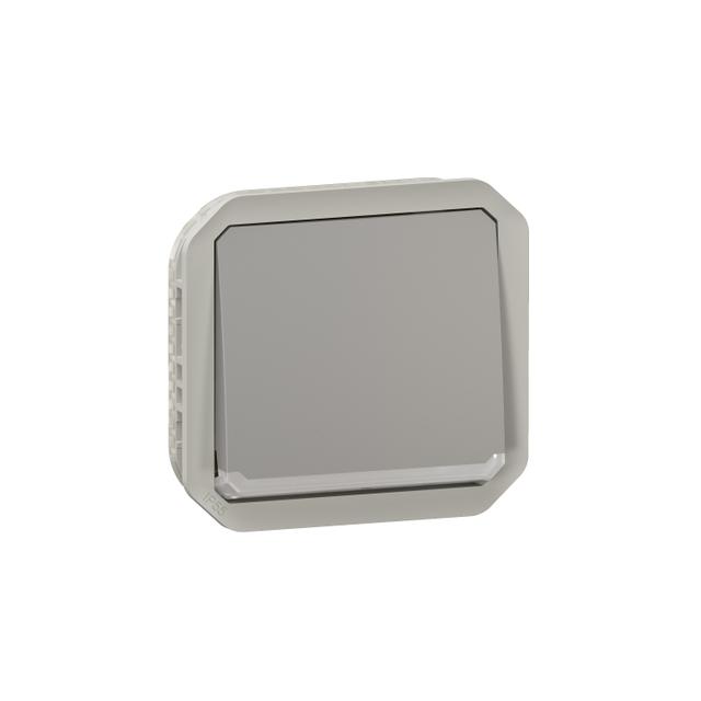 NOWE PLEXO - PRZYCISK JEDNOBIEGUNOWY ZE WSKAŹNIKIEM MECHANIZM 10 A-250 V~ SZARY