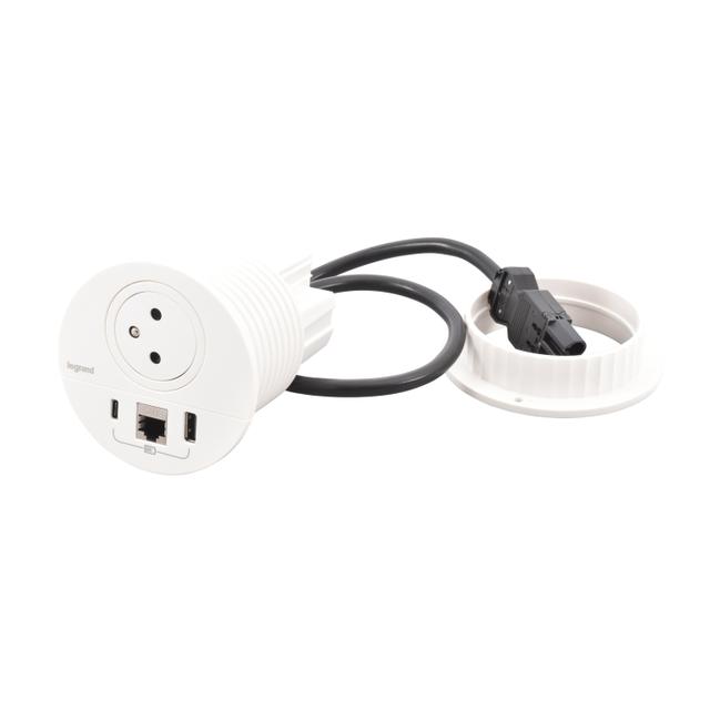 INCARA: DISQ 80 - 2P+Z / USB A+C / RJ45 - 0,5 M WIELAND-BIAŁY, Legrand