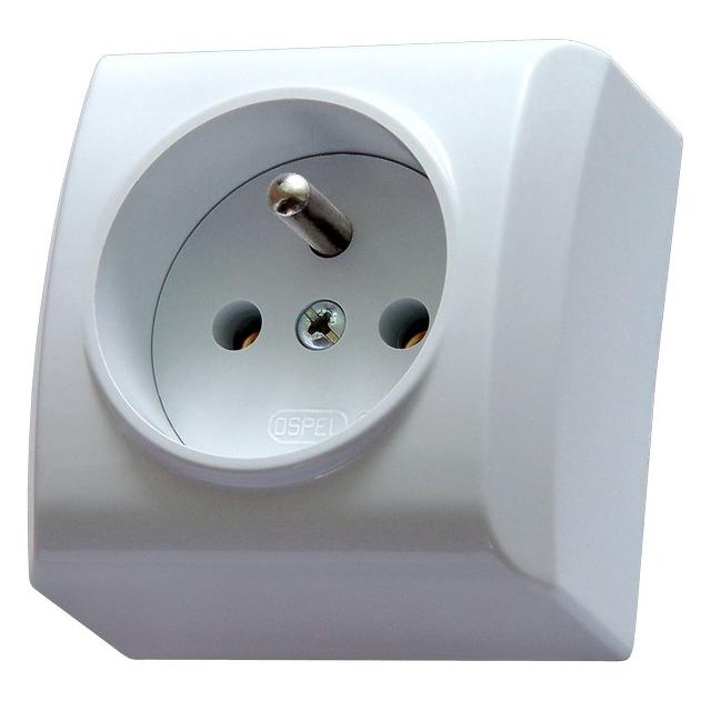 BIS Gniazdo pojedyncze z uziemieniem - kolor biały