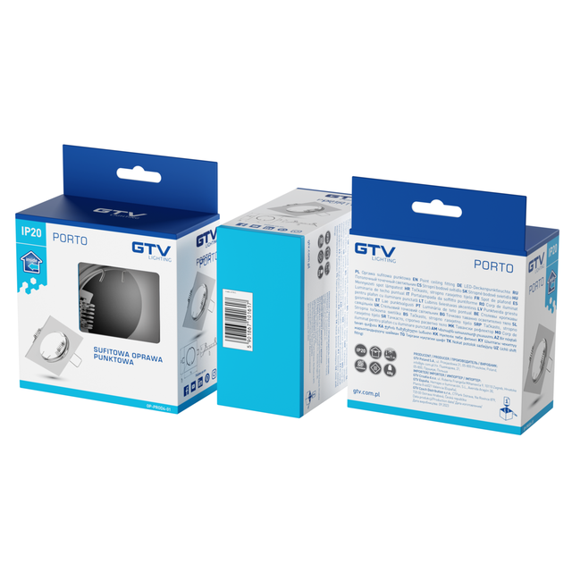 Sufitowa oprawa punktowa PORTO IP20 kwadrat chrom TYP DS10 GTV OP-PROD4-01 GTV Poland
