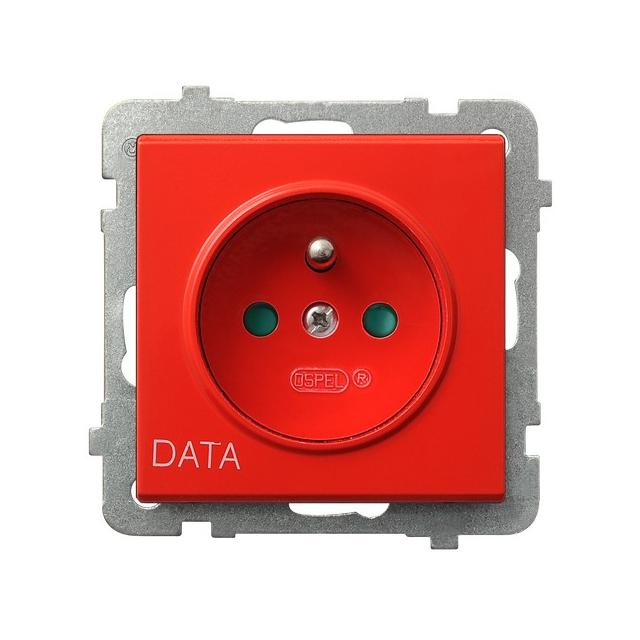 SONATA Gniazdo pojedyncze z uziemieniem DATA z przesłonami torów prądowych - kolor biały