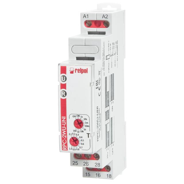 Przekaźnik czasowy 2P 1sek‑10dni 230V AC 50/60 Hz opóźnione załączenie RPC‑2E‑A230 863213 RELPOL