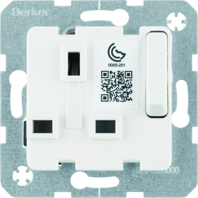 BERKER B.Kwadrat/Q.x mechanizm gniazda z uziemieniem standard brytyjski z łącznikiem i przesłonami s