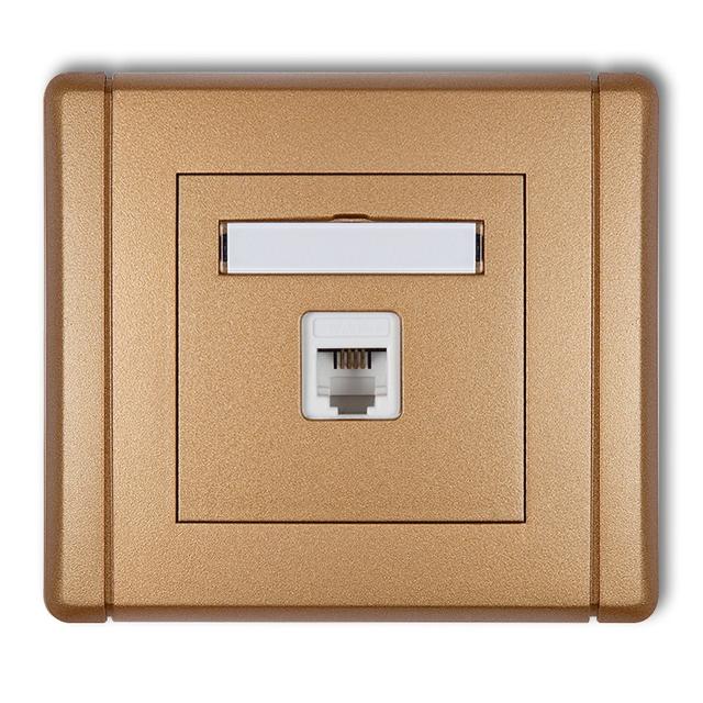 FLEXI Gniazdo telefoniczne pojedyncze 1xRJ11, 4-stykowe, beznarzędziowe złoty metalik