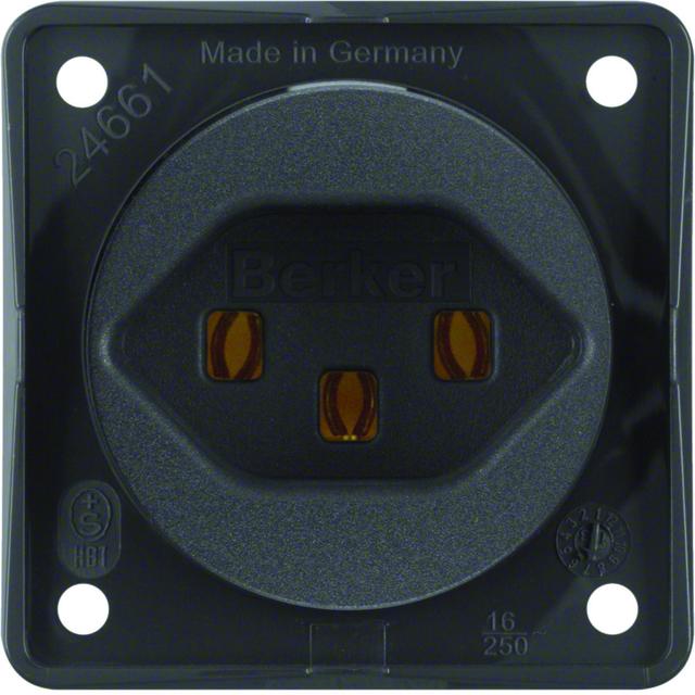 BERKER Integro Flow Gniazdo z uziemieniem Szwajcaria typ 23 antracyt 962592505 HAGER