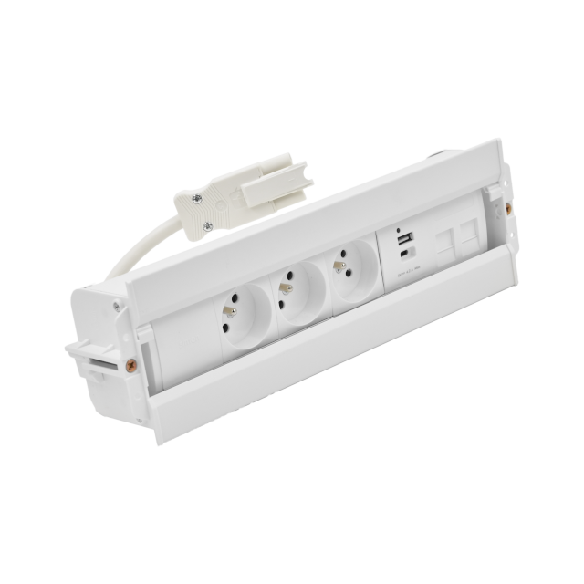Simon 480 TS48-610E30BK0-33 Spinner 3 gn. typ E + ładow. USB A+C i płytka dla 2 złączy RJ45 keystone 48610E30BK00000-33 KONTAKT