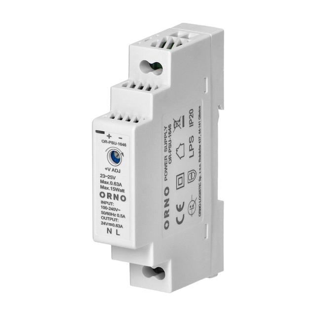 Zasilacz na szynę DIN 24VDC 0,63A 15W szerokość 1 moduł OR-PSU-1646 ORNO