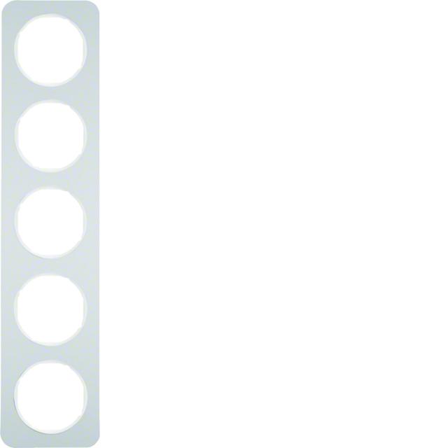 BERKER R.1 Ramka pięciokrotna aluminium/biała 10152174 HAGER