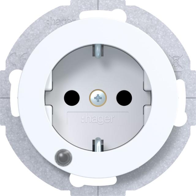 R.x Gniazdo SCHUKO z d. kontr. LED biały Berker 41102089 WLS1463WG HAGER