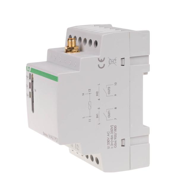 przekaźnik zdalnego sterowania GSM (SMS); 2xWY, 2xWE; załącz/wyłącz/powiadom zasilanie 230V AC styki