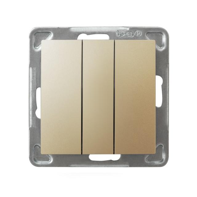 IMPRESJA Przycisk potrójny zwierny kolor złoty metalik ŁP-24Y/m/28 OSPEL